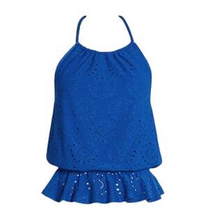 NWT ModCloth Sought After in Sapphire Halter Top blue eyelet size 1X